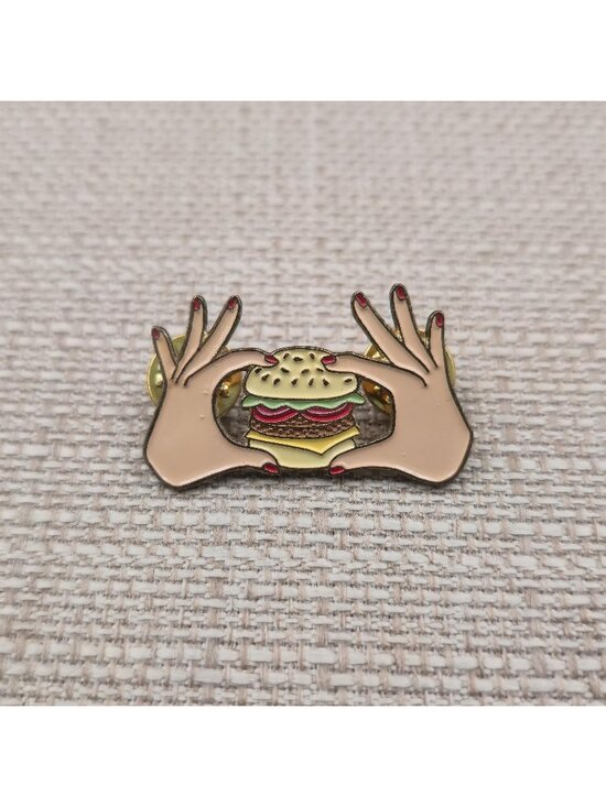 Jewelry - Retro Kitsch Pop Art Burger Enamel Pin - Coucou Suzette A7349